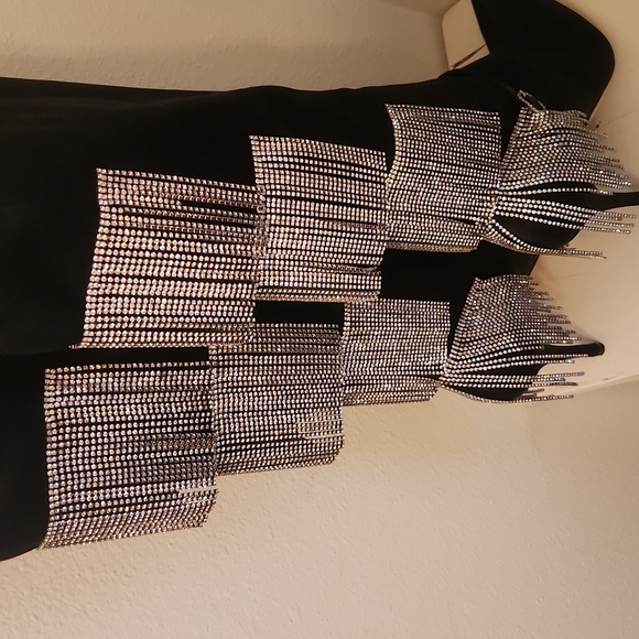 ♤ Christian Lacroix Black Satin Chandelier Boots - Picture 6 of 12